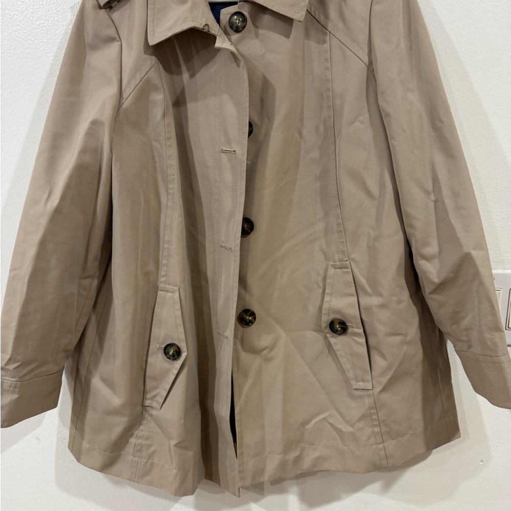 LOFT Beige/Tan Single-Breasted Trench Jacket